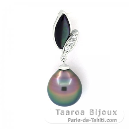 Colgante de Plata y 1 Perla de Tahiti Semi-Barroca B 9.8 mm