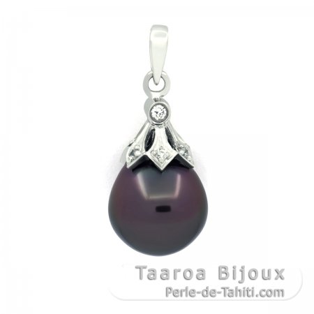 Colgante de Plata y 1 Perla de Tahiti Semi-Barroca B 9.3 mm