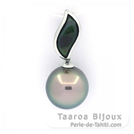 Colgante de Plata y 1 Perla de Tahiti Semi-Redonda C 11.1 mm