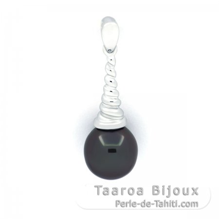 Colgante de Plata y 1 Perla de Tahiti Semi-Barroca C 8.7 mm