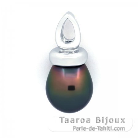Colgante de Plata y 1 Perla de Tahiti Semi-Barroca B 9.9 mm
