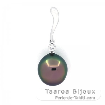 Colgante de Plata y 1 Perla de Tahiti Semi-Barroca B/C 11.6 mm
