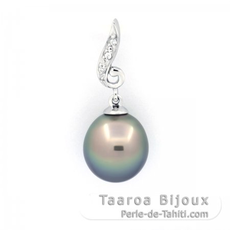 Colgante de Plata y 1 Perla de Tahiti Semi-Barroca B 9.7 mm