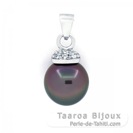 Colgante de Plata y 1 Perla de Tahiti Semi-Barroca B 10.8 mm
