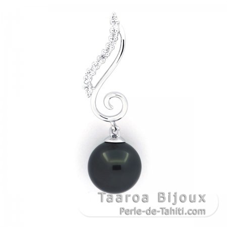 Colgante de Plata y 1 Perla de Tahiti Redonda C 9.5 mm