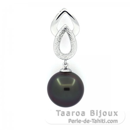 Colgante de Plata y 1 Perla de Tahiti Redonda C 11.3 mm
