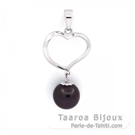 Colgante de Plata y 1 Perla de Tahiti Redonda C 8.5 mm
