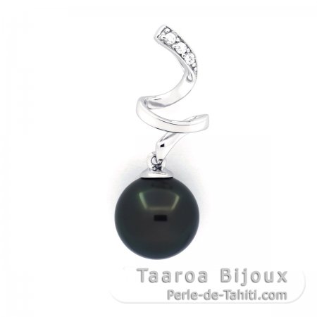 Colgante de Plata y 1 Perla de Tahiti Redonda C 9.3 mm