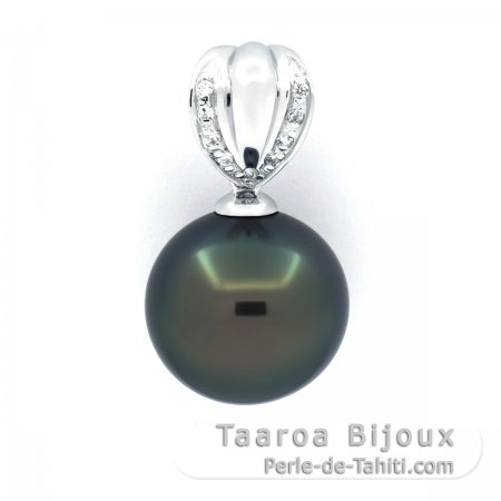Colgante de Plata y 1 Perla de Tahiti Semi-Redonda C 12.5 mm