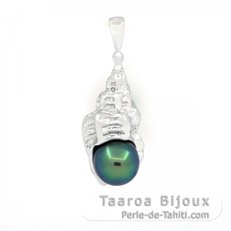 Colgante de Plata y 1 Perla de Tahiti Semi-Barroca B+ 8.3 mm