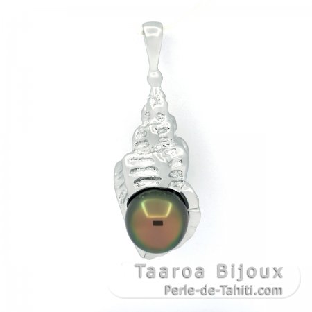 Colgante de Plata y 1 Perla de Tahiti Semi-Barroca B 8.3 mm
