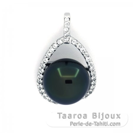 Colgante de Plata y 1 Perla de Tahiti Semi-Barroca B 10.1 mm