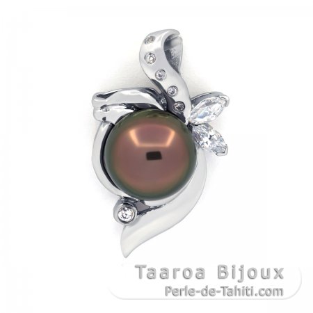 Colgante de Plata y 1 Perla de Tahiti Semi-Barroca C 9.9 mm