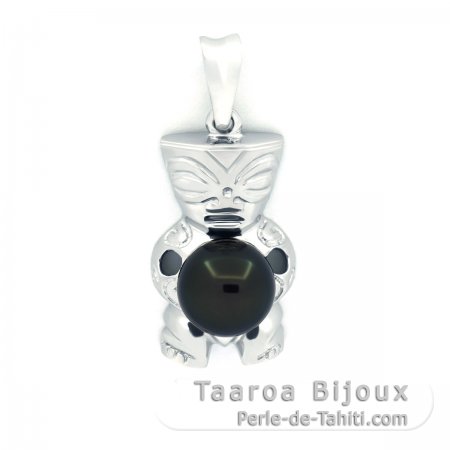 Colgante de Plata y 1 Perla de Tahiti Semi-Redonda C 8.7 mm