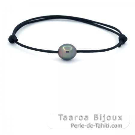 Pulsera de Cuero y 1 Perla de Tahiti Semi-Barroca C 9.2 mm