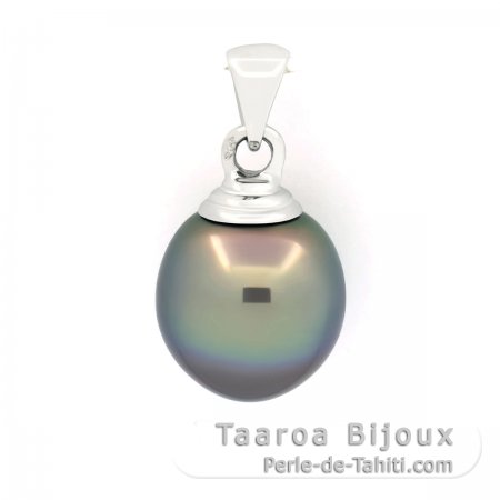 Colgante de Oro blanco 18Kl y 1 Perla de Tahiti Semi-Barroca A 12.2 mm