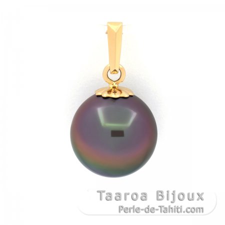 Colgante de Oro 18Kl y 1 Perla de Tahiti Redonda B 9.7 mm