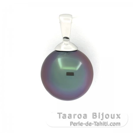 Colgante de Oro blanco 18Kl y 1 Perla de Tahiti Semi-Redonda B 9.6 mm