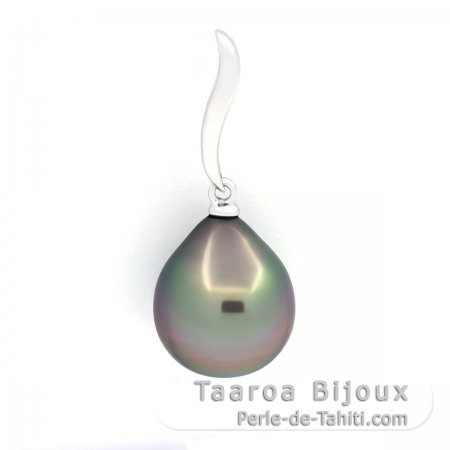 Colgante de Oro blanco 18Kl y 1 Perla de Tahiti Semi-Barroca A 10.9 mm