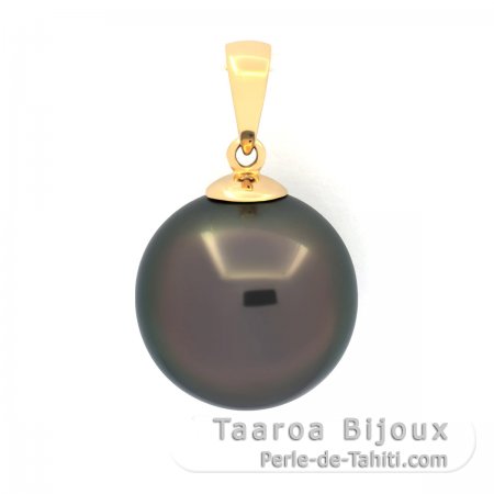 Colgante de Oro 18Kl y 1 Perla de Tahiti Redonda B 12.6 mm