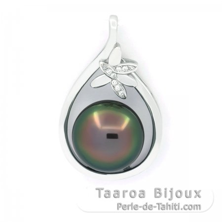 Colgante de Plata y 1 Perla de Tahiti Semi-Barroca B 11.7 mm