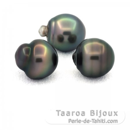 Lote de 3 Perlas de Tahiti Anilladas C de 11.6 a 11.8 mm
