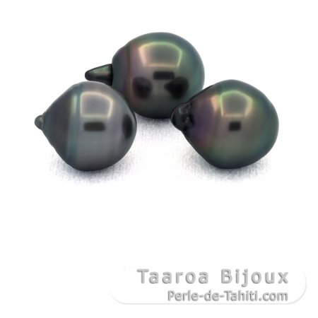 Lote de 3 Perlas de Tahiti Anilladas C de 11.6 a 11.7 mm