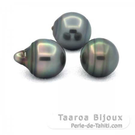 Lote de 3 Perlas de Tahiti Anilladas C de 11.5 a 11.6 mm