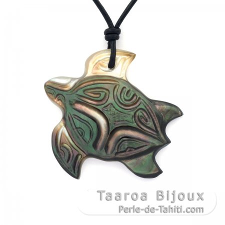 Pendiente Tortuga en nacarado de Tahiti