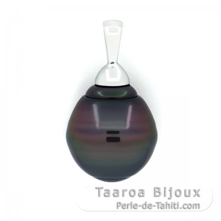 Colgante de Plata y 1 Perla de Tahiti Anillada B 11.5 mm