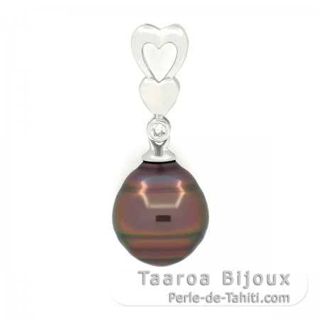 Colgante de Plata y 1 Perla de Tahiti Anillada B+ 9.8 mm