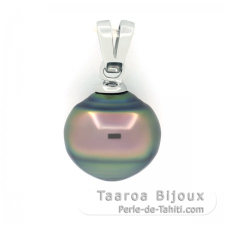 Colgante de Plata y 1 Perla de Tahiti Anillada B 12.4 mm