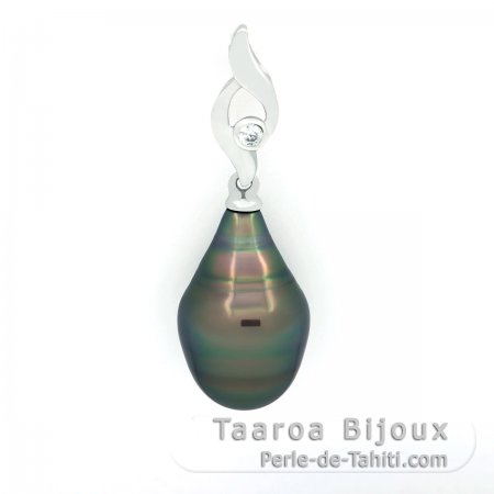 Colgante de Plata y 1 Perla de Tahiti Anillada C 11.3 mm
