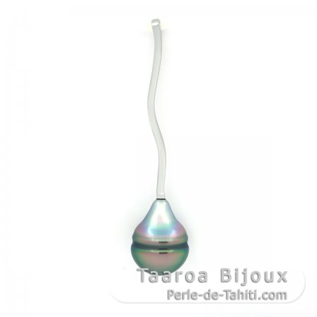Colgante de Plata y 1 Perla de Tahiti Anillada B/C 8.9 mm