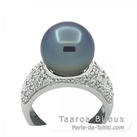 Anillo de Plata y 1 Perla de Tahiti Redonda B/C 12.2 mm