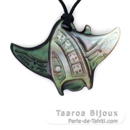 Colgante de Manta Raya en Nacarado de Tahiti