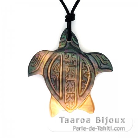 Pendiente Tortuga en nacarado de Tahiti