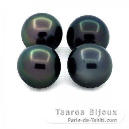 Lote de 4 Perlas de Tahiti Semi-Redondas C/D de 9 a 9.3 mm