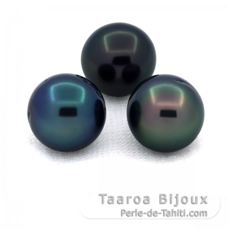 Lote de 3 Perlas de Tahiti Semi-Redondas C de 9 a 9.2 mm