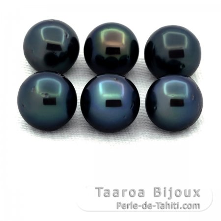 Lote de 6 Perlas de Tahiti Redondas D de 9 a 9.1 mm
