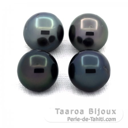 Lote de 4 Perlas de Tahiti Redondas D de 9.1 a 9.3 mm