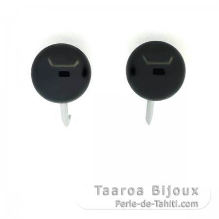 Aretes de Plata y 2 Perlas de Tahiti Redondas C 7.8 mm