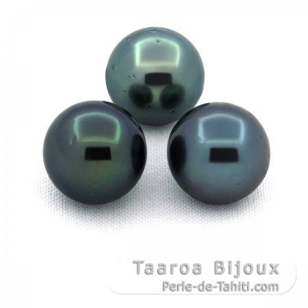 Lote de 3 Perlas de Tahiti Redondas D de 9.5 mm