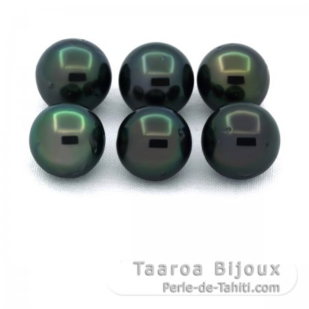 Lote de 6 Perlas de Tahiti Redondas D de 9 a 9.3 mm