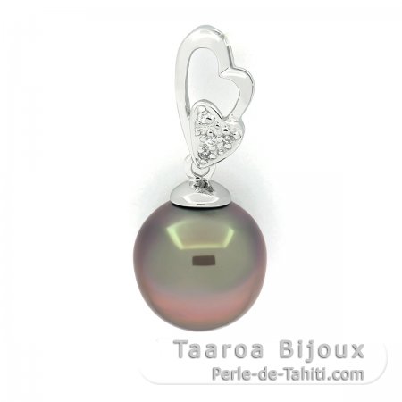 Colgante de Plata y 1 Perla de Tahiti Semi-Barroca C 10.5 mm