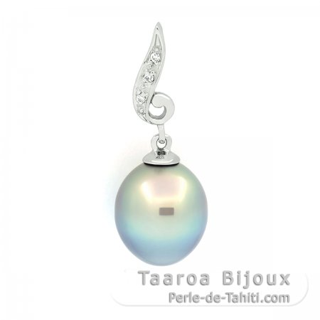 Colgante de Plata y 1 Perla de Tahiti Semi-Barroca B 9.4 mm