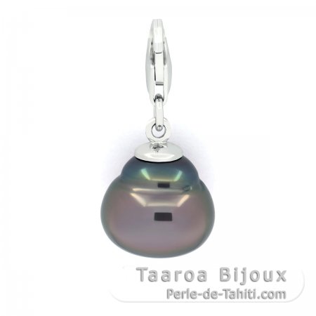 Colgante de Plata y 1 Perla de Tahiti Anillada B/C 12 mm