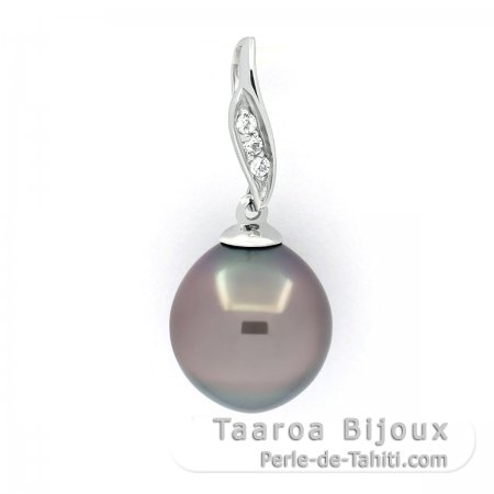 Colgante de Plata y 1 Perla de Tahiti Semi-Barroca B/C 9.6 mm