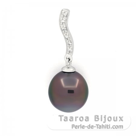 Colgante de Plata y 1 Perla de Tahiti Semi-Barroca C 10 mm