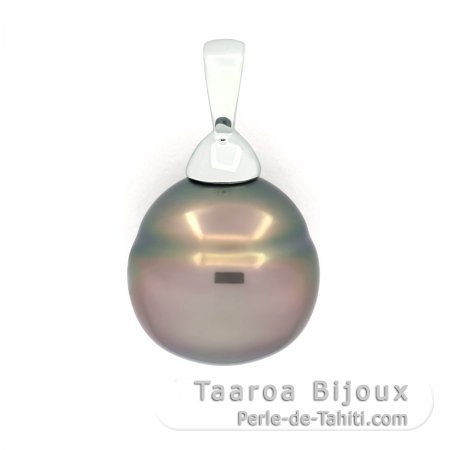 Colgante de Plata y 1 Perla de Tahiti Anillada B/C 11.3 mm